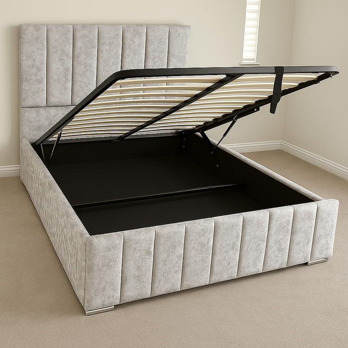 Bed frame Upholstered with Gas Lift Storage