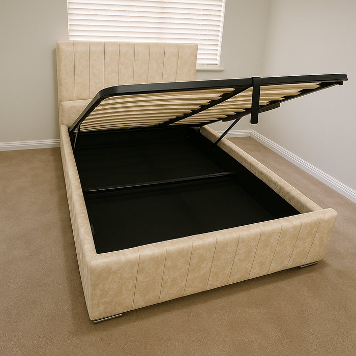 Bed frame Upholstered with Gas Lift Storage