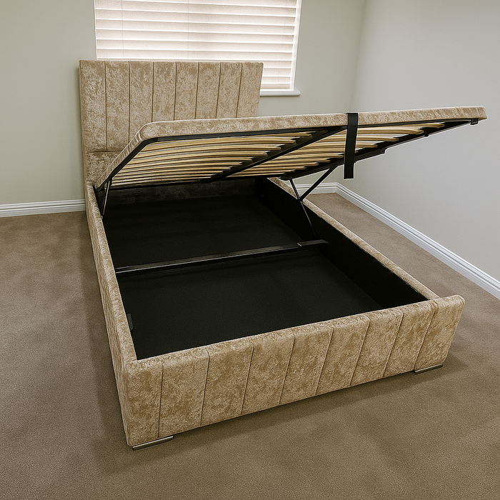 Bed frame Upholstered with Gas Lift Storage