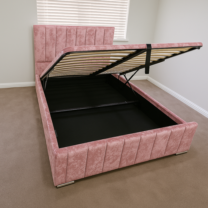 Bed frame Upholstered with Gas Lift Storage