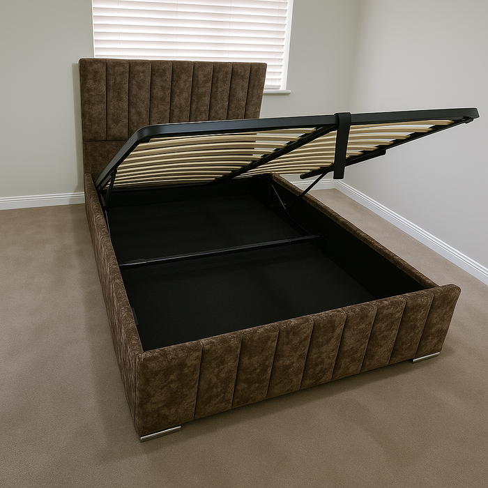 Bed frame Upholstered with Gas Lift Storage