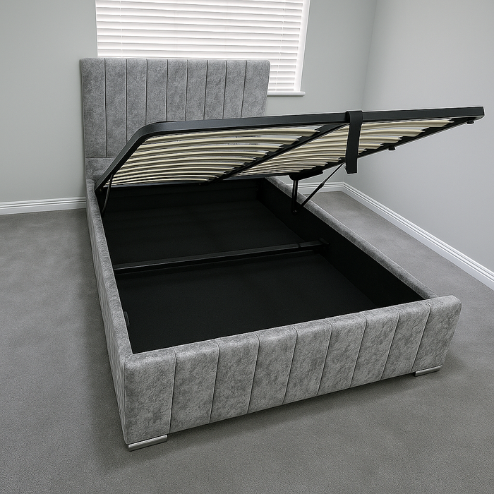 Bed frame Upholstered with Gas Lift Storage