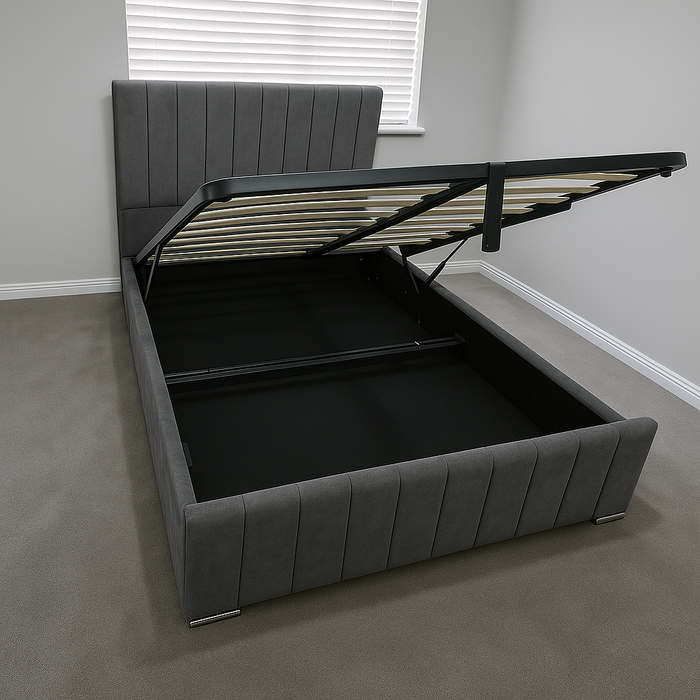 Bed frame Upholstered with Gas Lift Storage