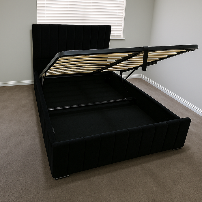 Bed frame Upholstered with Gas Lift Storage