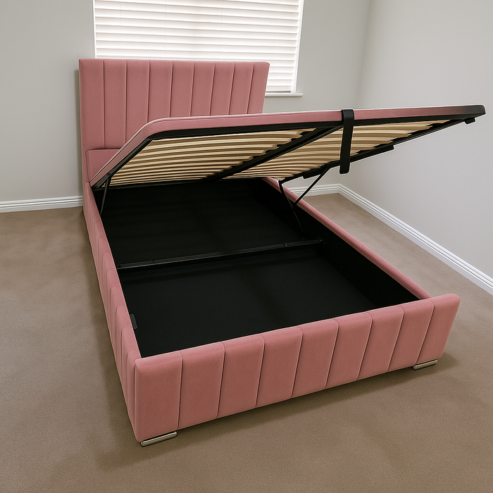 Bed frame Upholstered with Gas Lift Storage