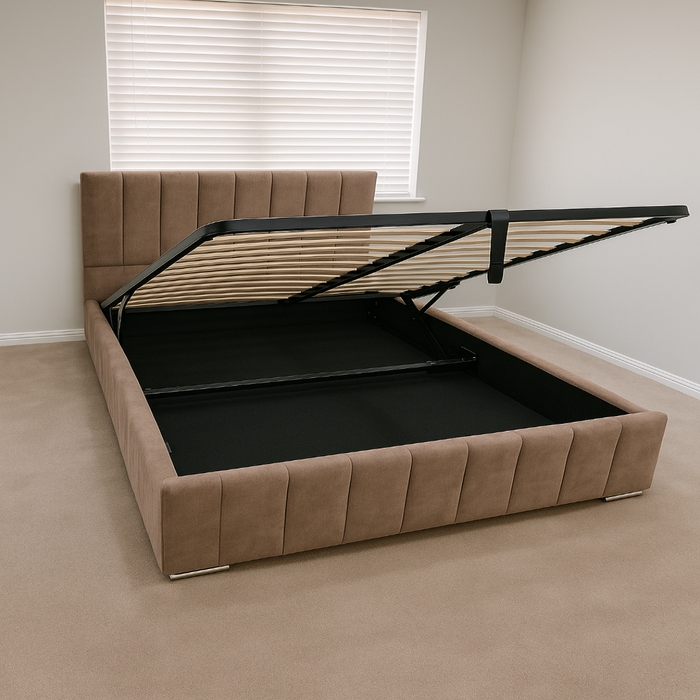 Bed frame Upholstered with Gas Lift Storage