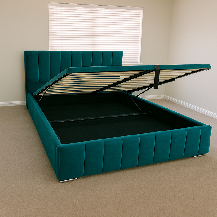 Bed frame Upholstered with Gas Lift Storage