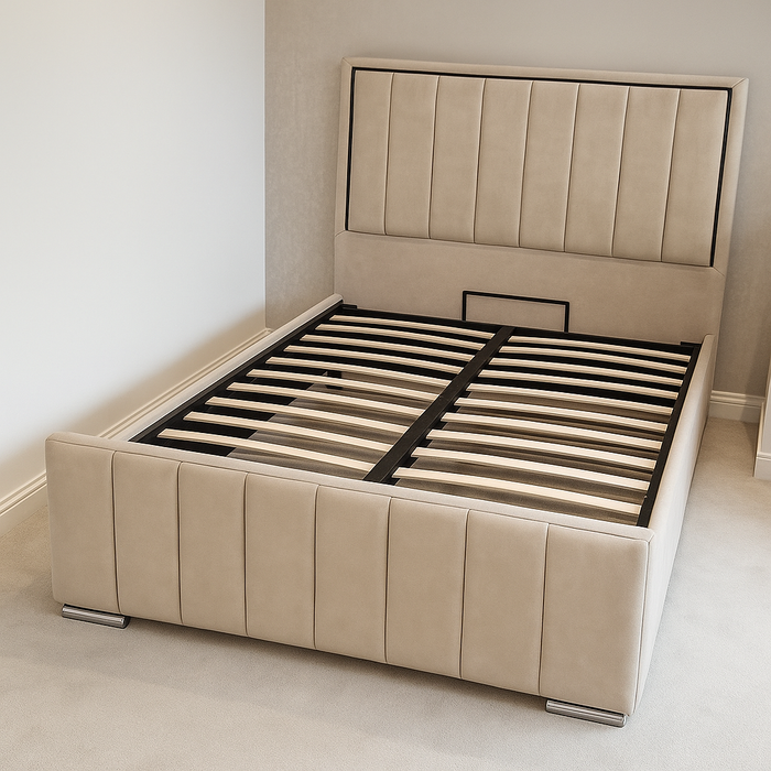 Bed frame Upholstered with Gas Lift Storage
