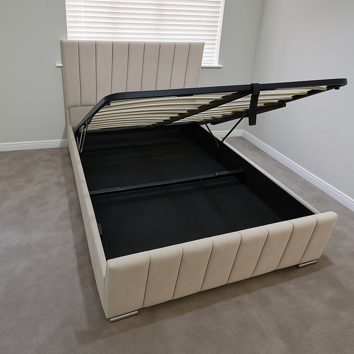 Bed frame Upholstered with Gas Lift Storage