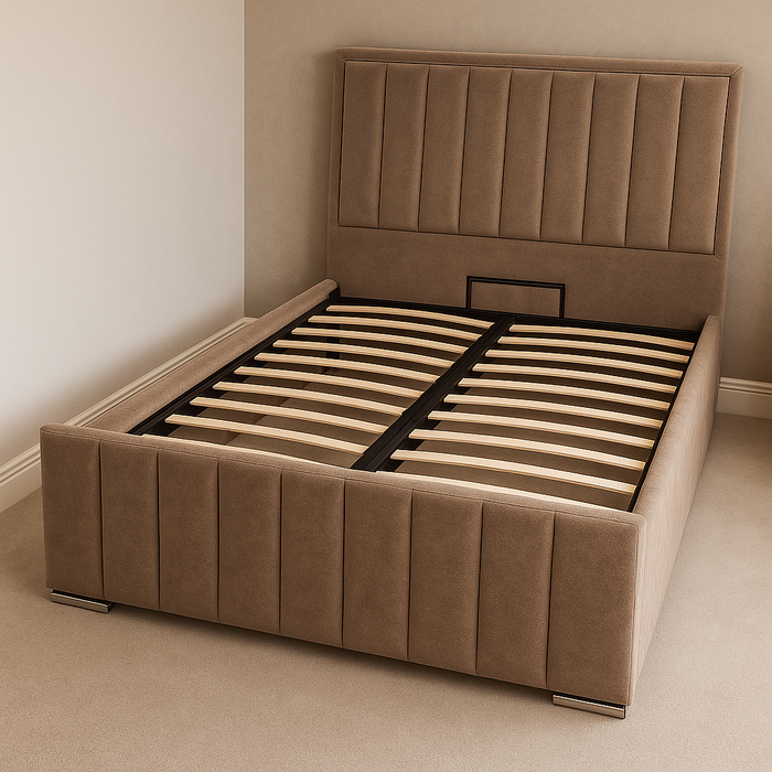 Bed frame Upholstered with Gas Lift Storage