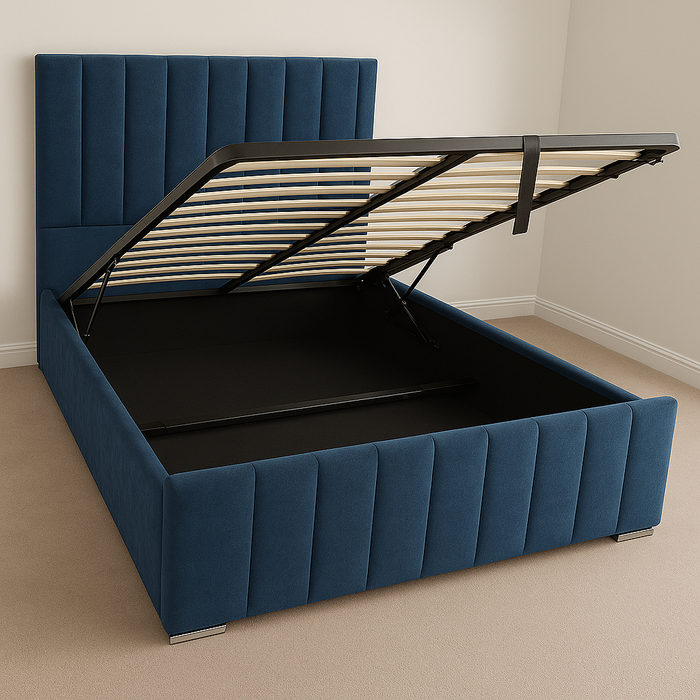 Bed frame Upholstered with Gas Lift Storage