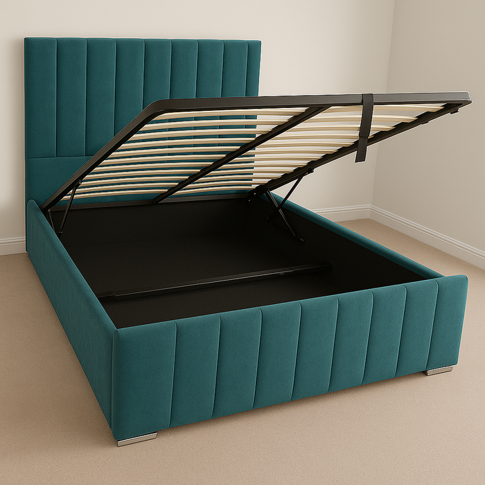 Bed frame Upholstered with Gas Lift Storage