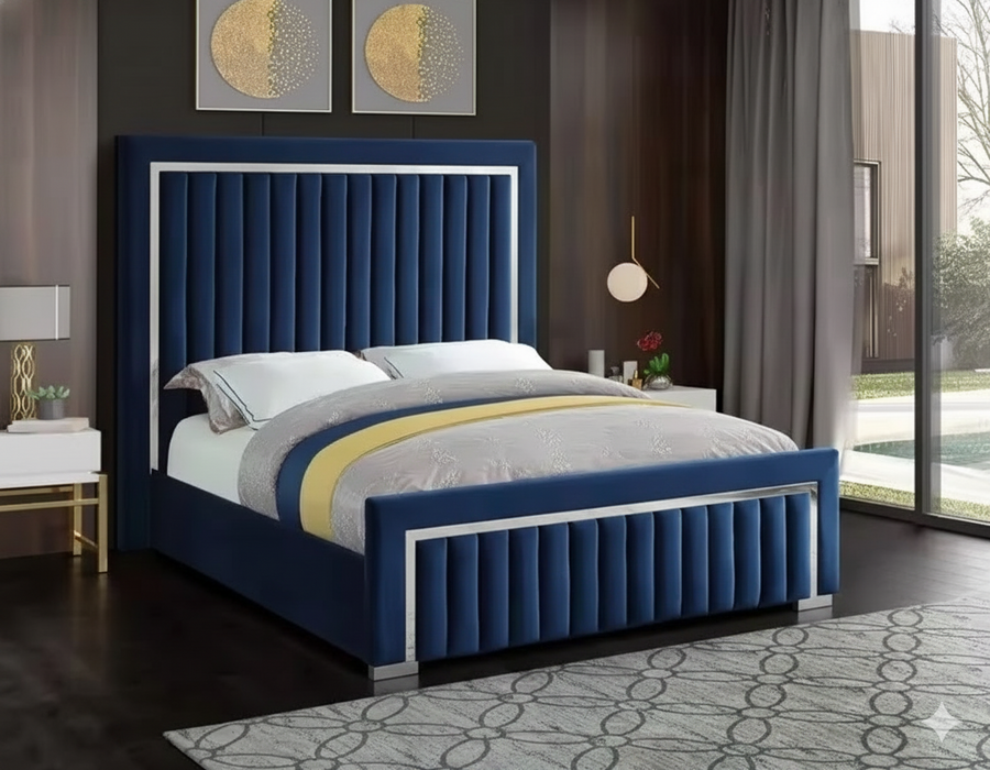 Luxury Gold/ Silver Stripe Bed Frame
